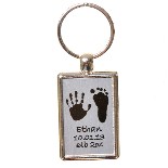 Square Silver Hand Print Cufflinks